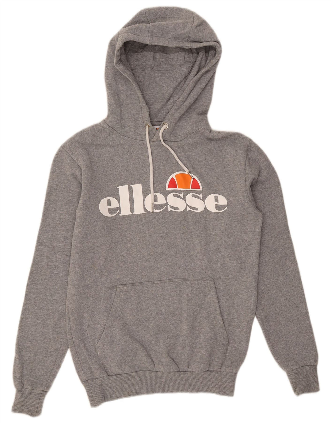 Ellesse Mens Graphic Hoodie Jumper Small Grey Flecked Cotton