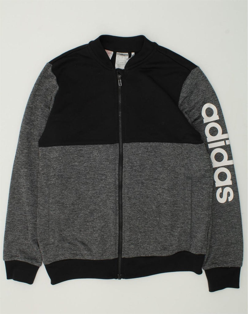 ADIDAS Boys Graphic Tracksuit Top Jacket 13-14 Years Grey Colourblock | Vintage Adidas | Thrift | Second-Hand Adidas | Used Clothing | Messina Hembry 