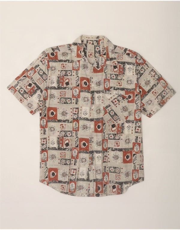 Vintage Mens Short Sleeve Shirt Large Multicoloured Floral