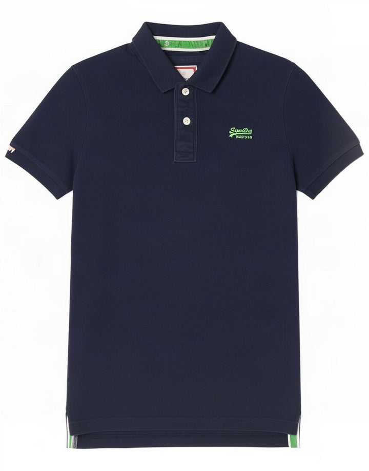 Superdry Mens Polo Shirt Medium Navy Blue Cotton