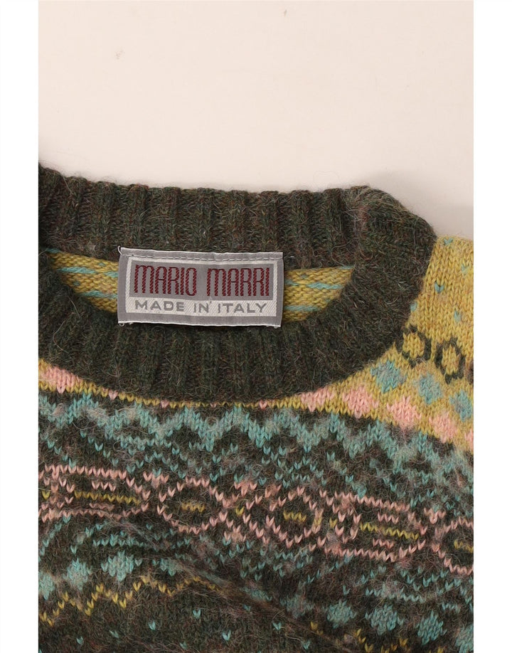 Vintage Mens Crew Neck Jumper Sweater Medium Multicoloured Fair Isle
