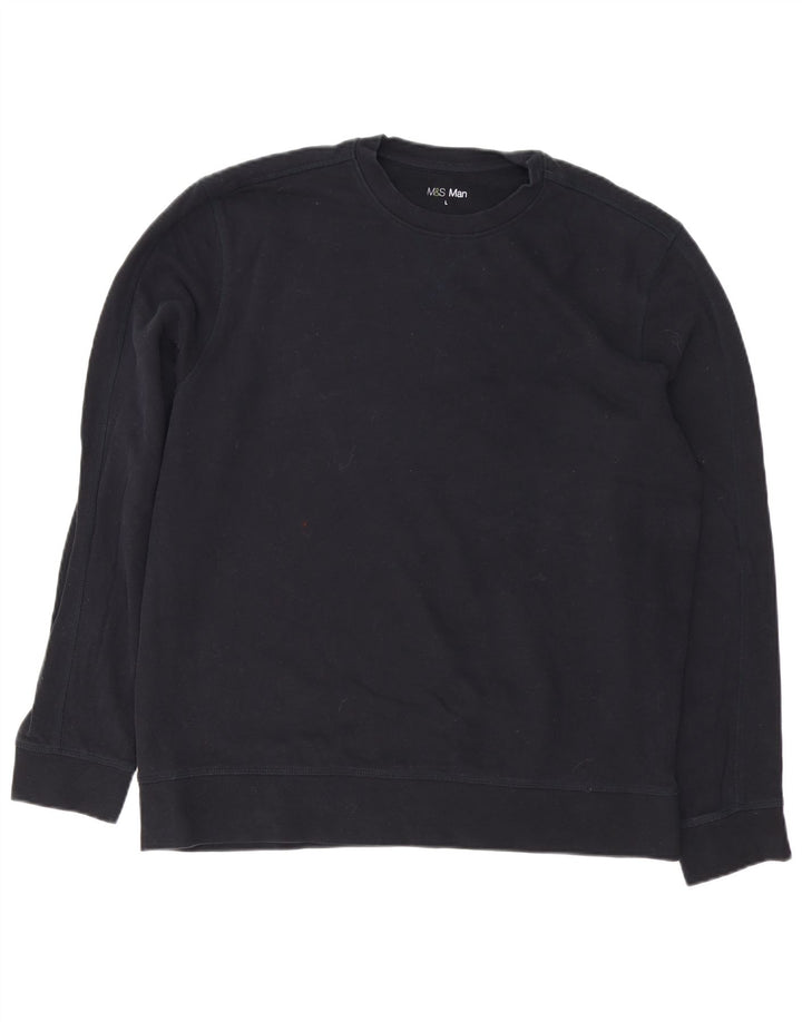 Marks & Spencer Mens Sweatshirt Jumper Large Navy Blue Cotton
