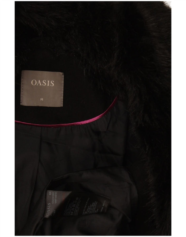 Oasis Womens Overcoat UK 14 Medium Black Polyester