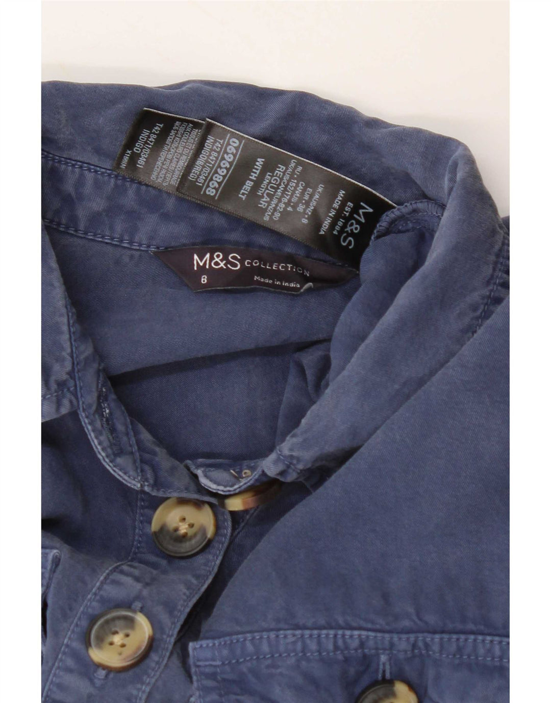 Marks & Spencer Womens Long Sleeve Jumpsuit UK 8 Small Blue Lyocell