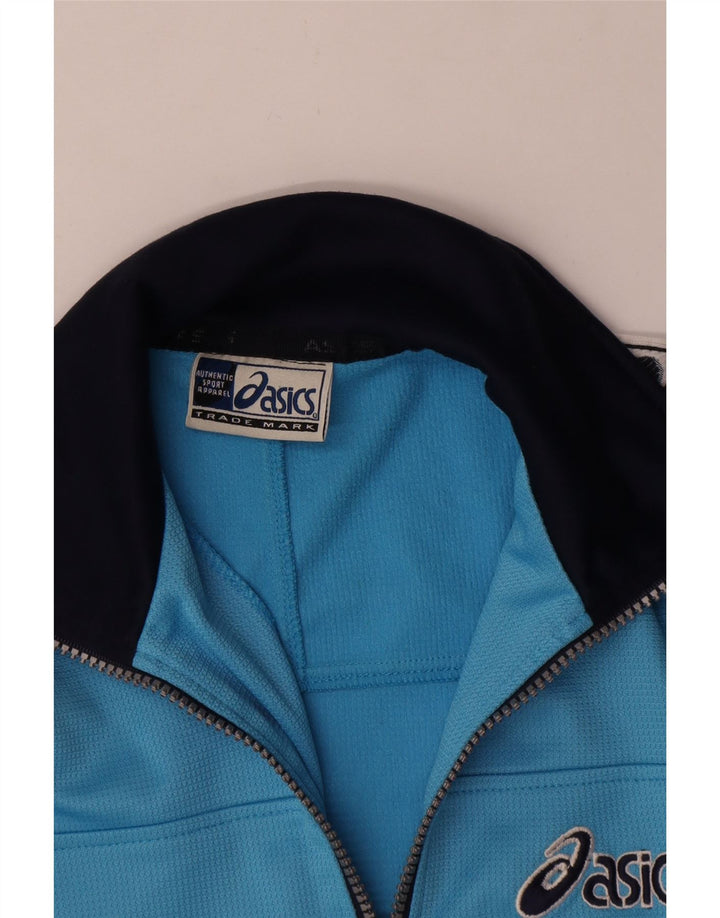 Asics Boys Graphic Tracksuit Top Jacket 9-10 Years Blue Colourblock