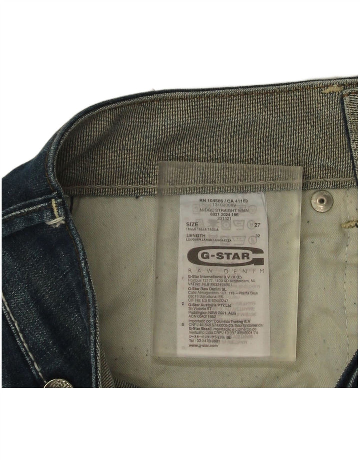 G-Star Womens Midge Straight Jeans W27 L32 Blue Cotton