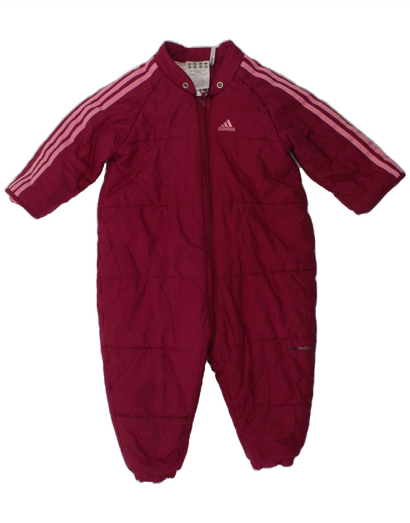 ADIDAS Baby Girls Padded Jumpsuit 3-6 Months Burgundy Polyester | Vintage Adidas | Thrift | Second-Hand Adidas | Used Clothing | Messina Hembry 