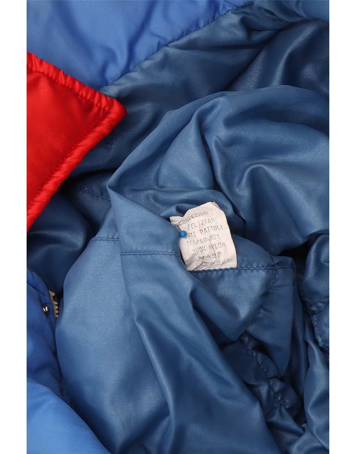 Vintage Mens Ski Jumpsuit Small Blue Colourblock Nylon Retro