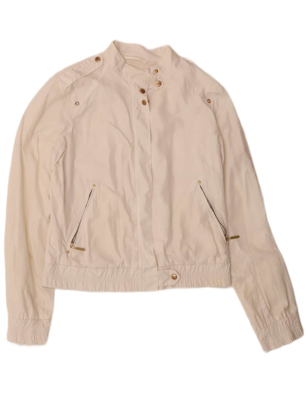GAS Womens Military Bomber Jacket IT 46 Large Off White Polyester