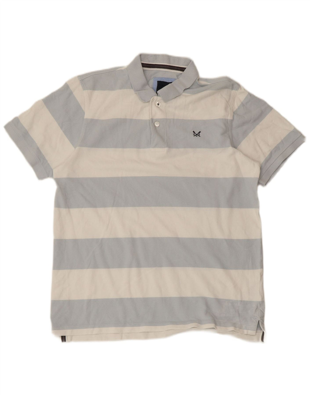 CREW CLOTHING Mens Polo Shirt Large Blue Striped Cotton