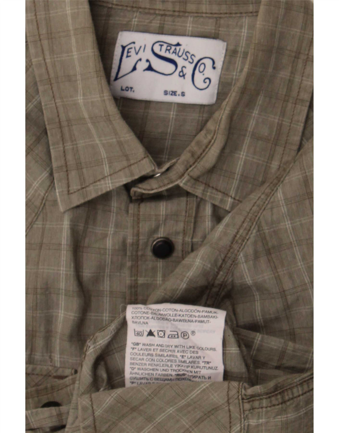 Levi's Mens Western Shirt Small Green Check Cotton