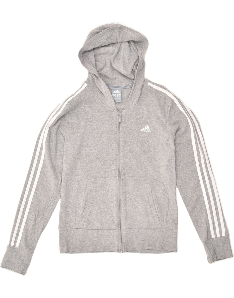 ADIDAS Womens Zip Hoodie Sweater UK 10 Small Grey Cotton | Vintage Adidas | Thrift | Second-Hand Adidas | Used Clothing | Messina Hembry 