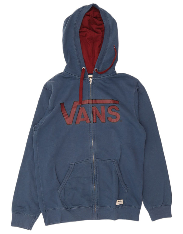 Vans Mens Graphic Zip Hoodie Sweater Medium Blue Cotton