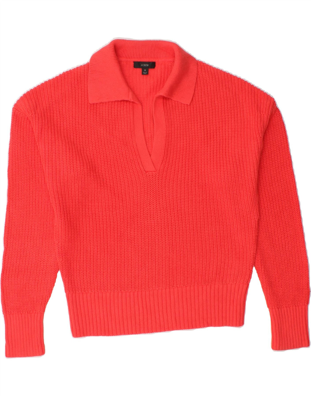 J. CREW Womens Polo Neck Jumper Sweater UK 14 Medium Red Cotton Vintage J. Crew and Second-Hand J. Crew from Messina Hembry 
