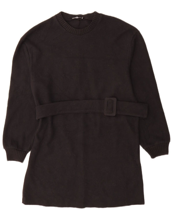 Zara Womens Long Sleeve Jumper Dress UK 10 Small Black Polyester