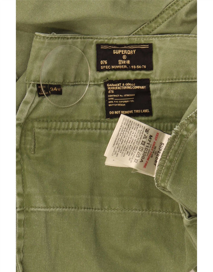 Superdry Mens Cargo Shorts W34 Large Green Cotton