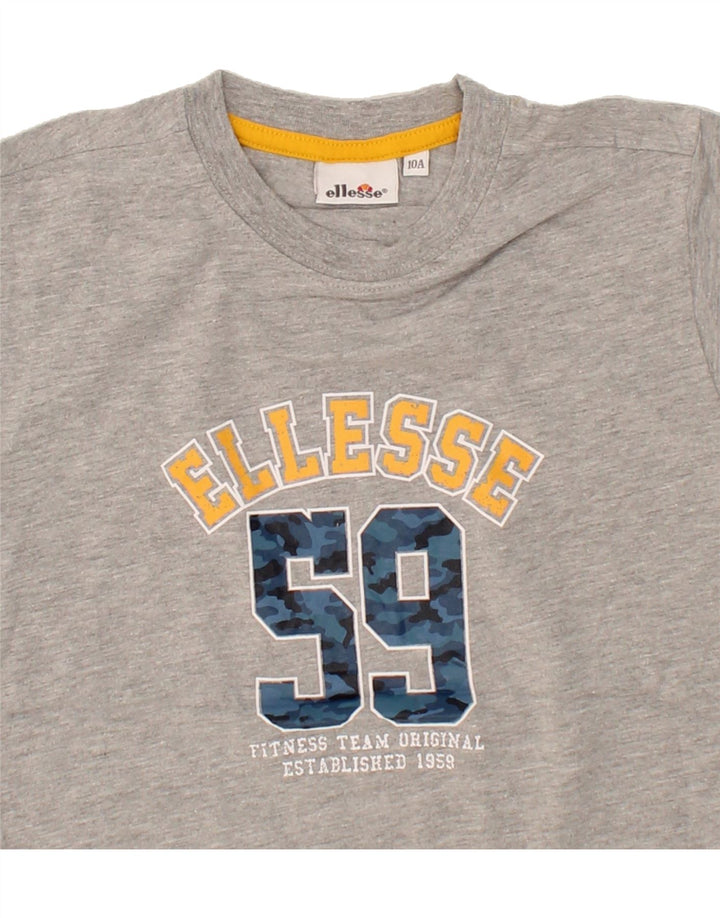 ELLESSE Boys Graphic T-Shirt Top 9-10 Years Grey Cotton Vintage Ellesse and Second-Hand Ellesse from Messina Hembry 