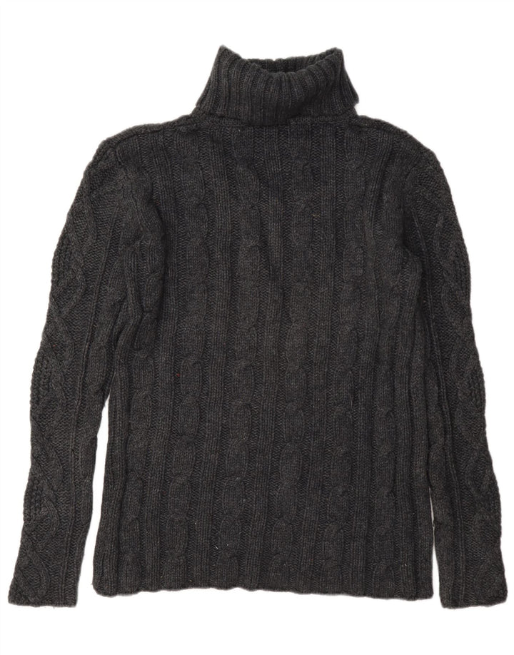 Eddie Bauer Womens Roll Neck Jumper Sweater UK 16 Large Grey Wool