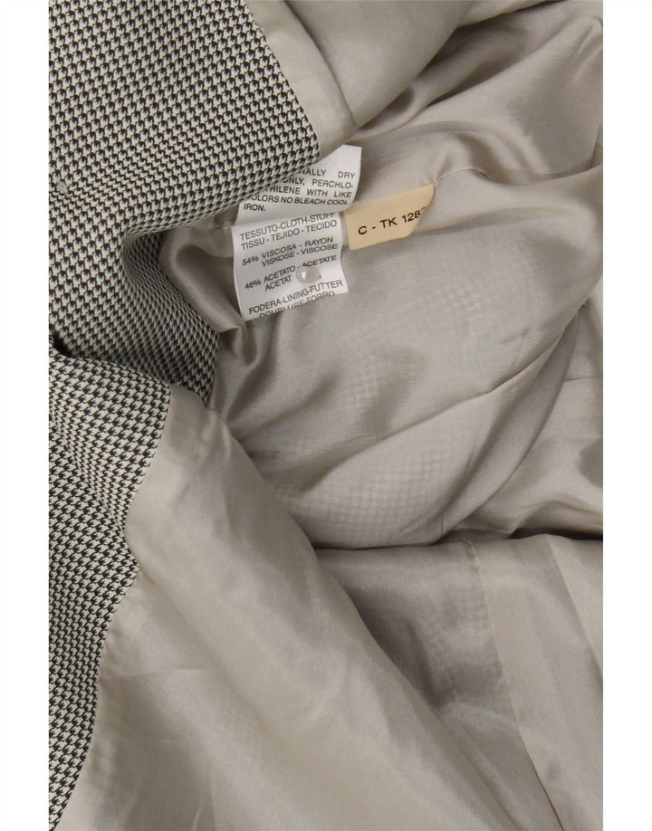 Marella Womens 3 Button Blazer Jacket UK 14 Large White Houndstooth Viscose
