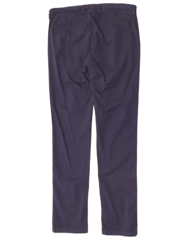 Hugo Boss Mens Slim Chino Trousers W30 L32 Navy Blue Cotton