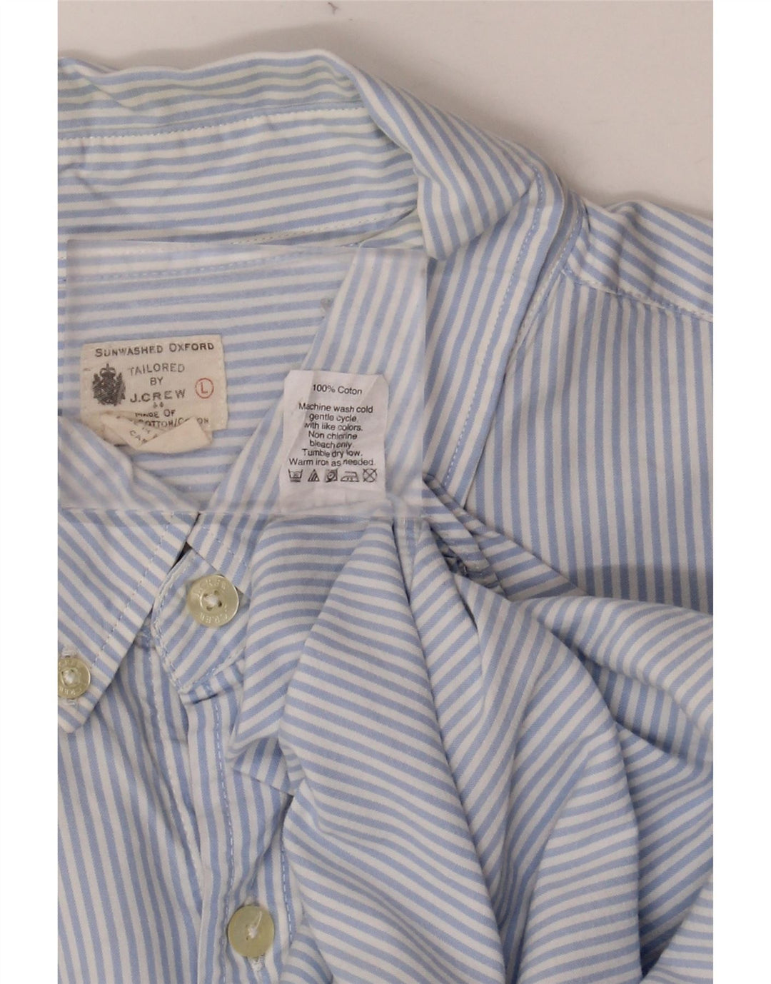 J. CREW Mens Tailored Shirt Large Blue Pinstripe Cotton