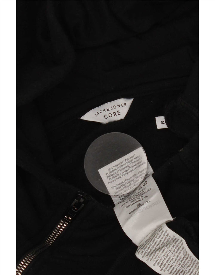 Jack & Jones Mens Zip Neck Graphic Hoodie Jumper Medium Black Polyester
