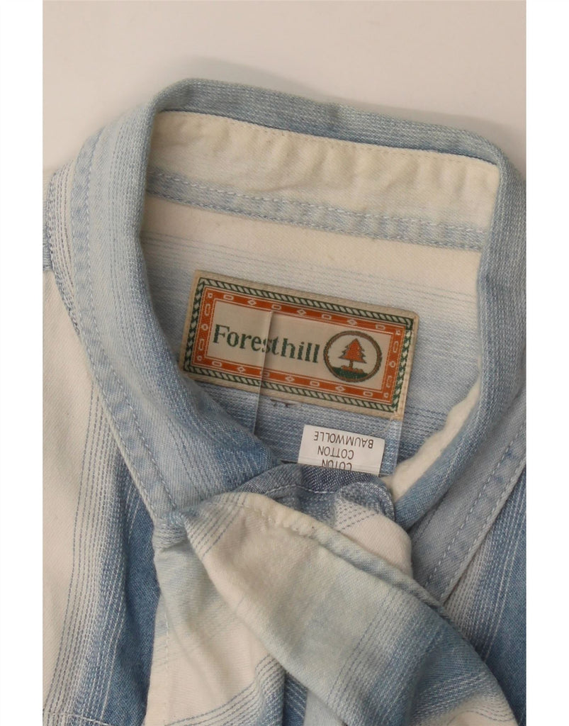 VINTAGE Mens Shirt Medium Blue Striped Cotton Vintage Vintage and Second-Hand Vintage from Messina Hembry 