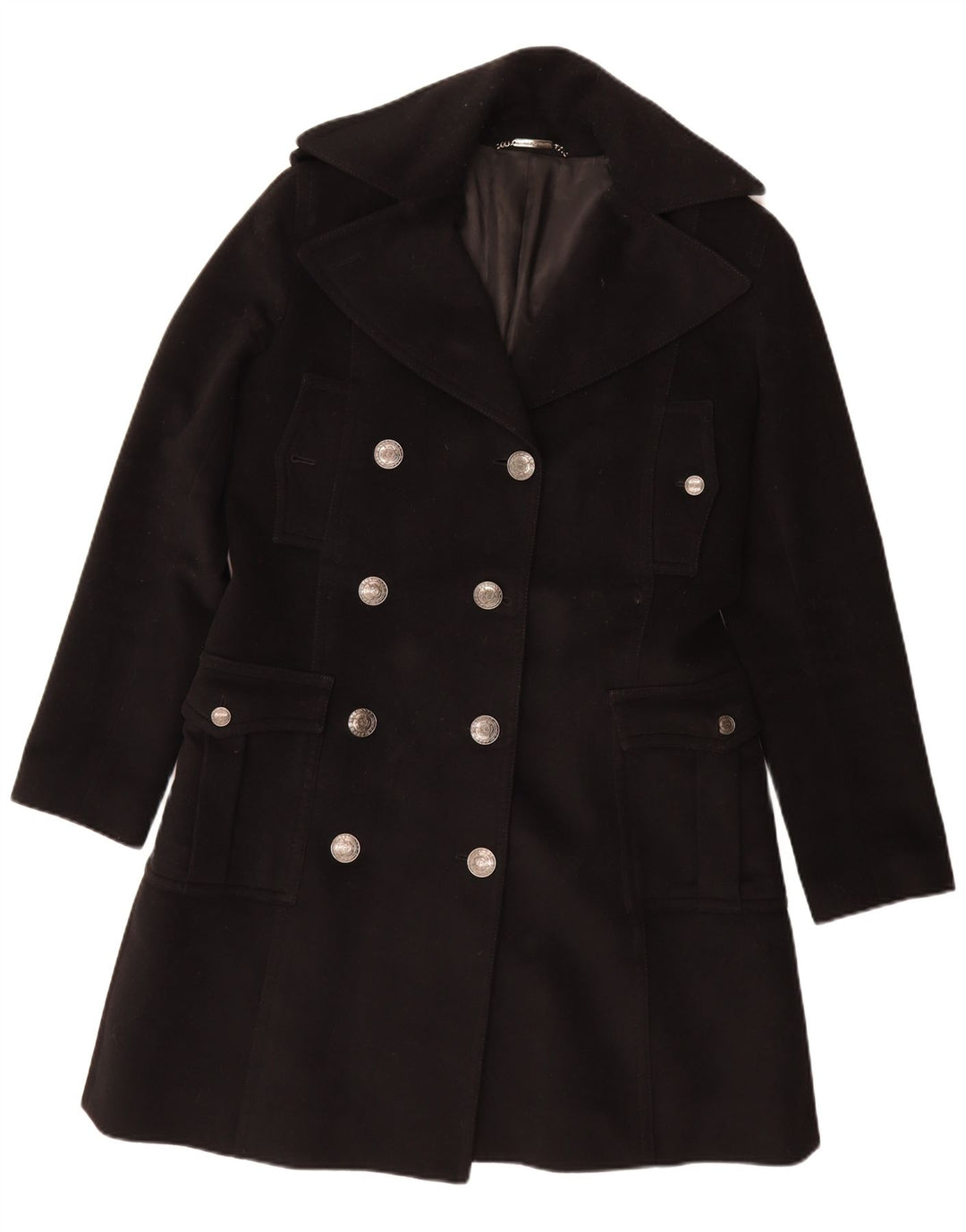 Dolce & Gabbana Womens Double Breasted Coat IT 46 Large Black Virgin Wool