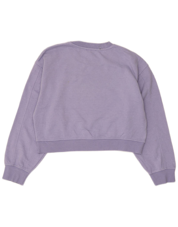 Zara Womens Crop Sweatshirt Jumper UK 14 Medium Purple Cotton