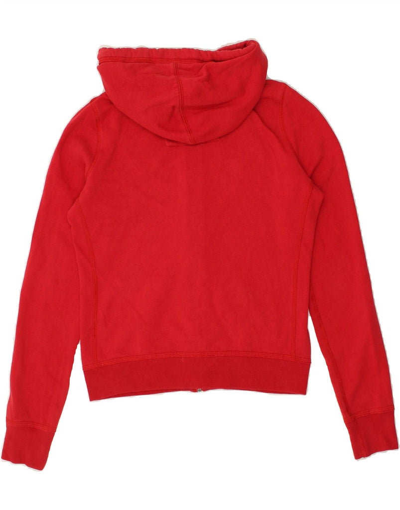 ABERCROMBIE & FITCH Womens Graphic Zip Hoodie Sweater UK 14 Medium Red | Vintage Abercrombie & Fitch | Thrift | Second-Hand Abercrombie & Fitch | Used Clothing | Messina Hembry 