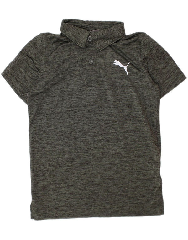 Puma Boys Polo Shirt 7-8 Years Small Green Flecked Polyester