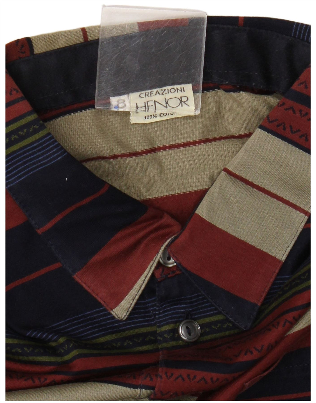 Vintage Mens Polo Shirt Large Multicoloured Striped Cotton