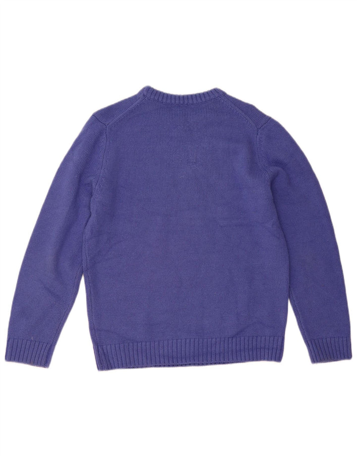 ZARA Womens Oversized Crew Neck Jumper Sweater UK 10 Small Blue Acrylic