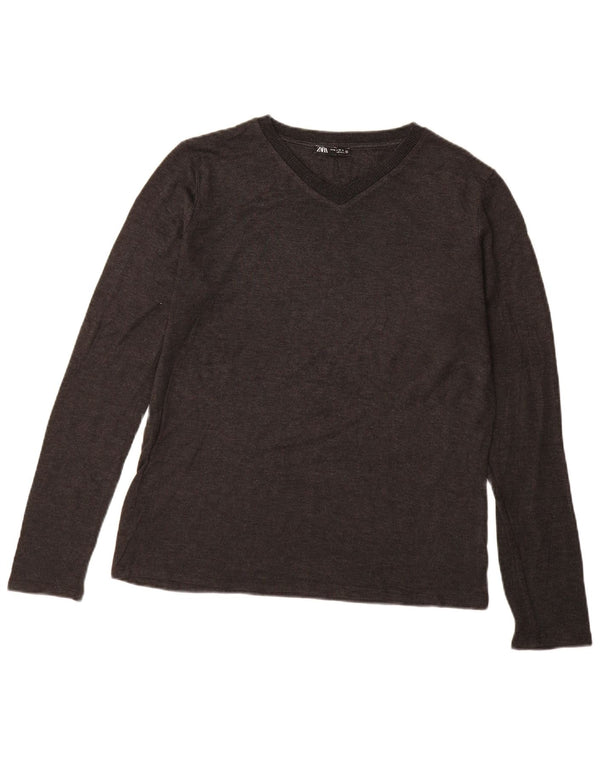 ZARA Womens Top Long Sleeve UK 18 XL Grey Acrylic