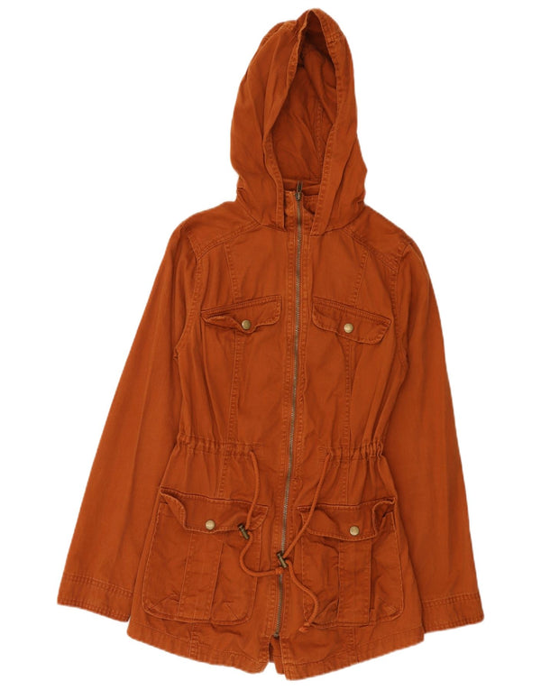 Mossimo Womens Hooded Parka Jacket UK 10 Small Brown Cotton