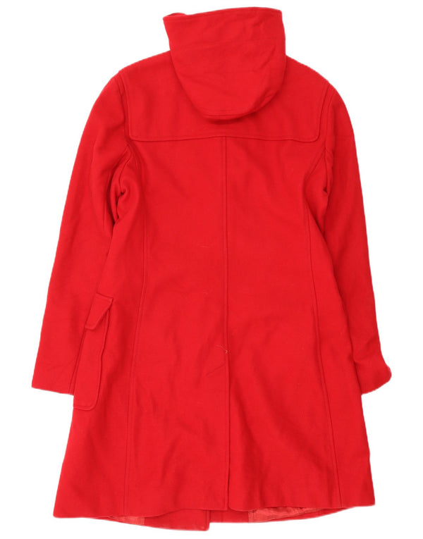 Benetton Womens Hooded Duffle Coat IT 46 Large Red Wool