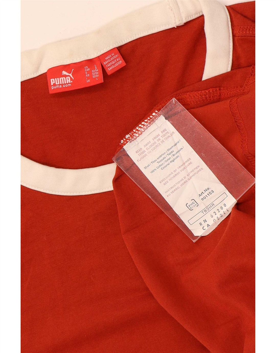 Puma Mens Graphic T-Shirt Top Large Orange Cotton