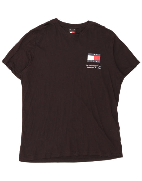 Tommy Hilfiger Mens T-Shirt Top XL Black Cotton