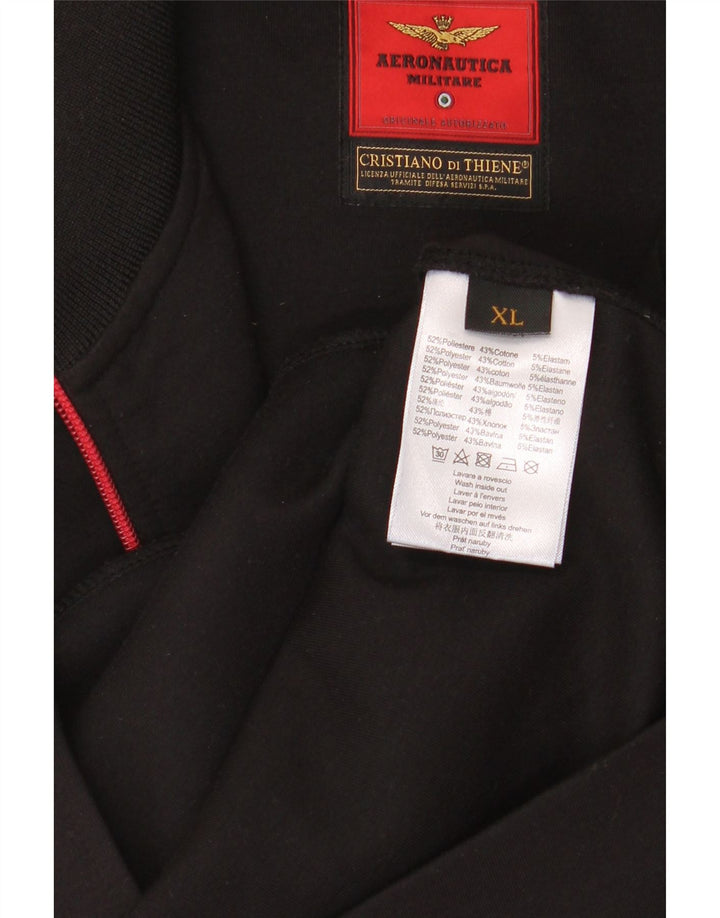 AERONAUTICA MILITARE Mens Graphic Tracksuit Top Jacket XL Black Polyester