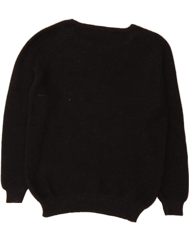 VINTAGE Womens Boat Neck Jumper Sweater UK 14 Medium Black Flecked Cotton Vintage Vintage and Second-Hand Vintage from Messina Hembry 