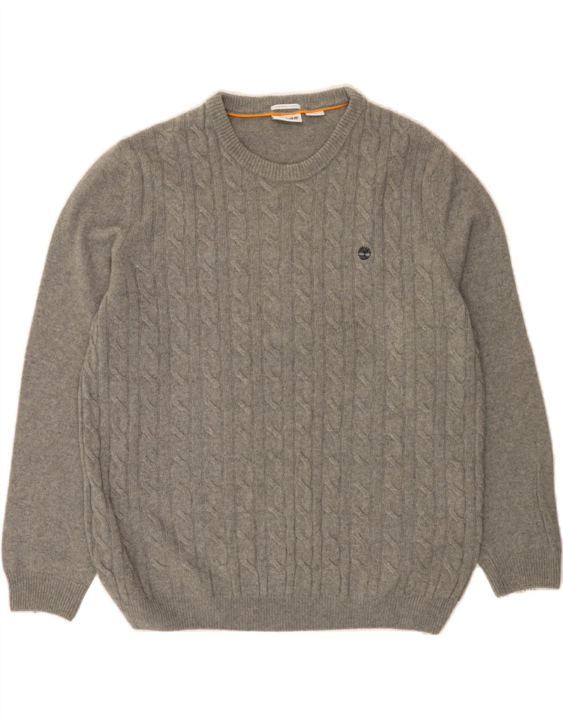 TIMBERLAND Mens Crew Neck Jumper Sweater XL Grey Merino Wool Vintage Timberland and Second-Hand Timberland from Messina Hembry 