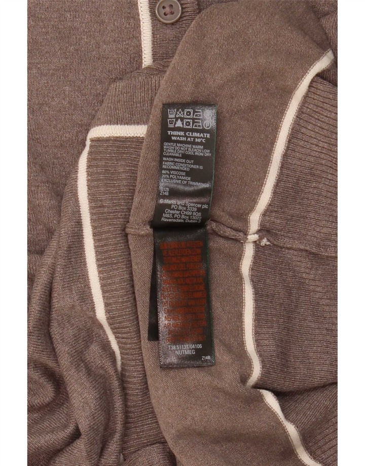 Marks & Spencer Womens Cardigan Sweater UK 10 Small Brown Viscose