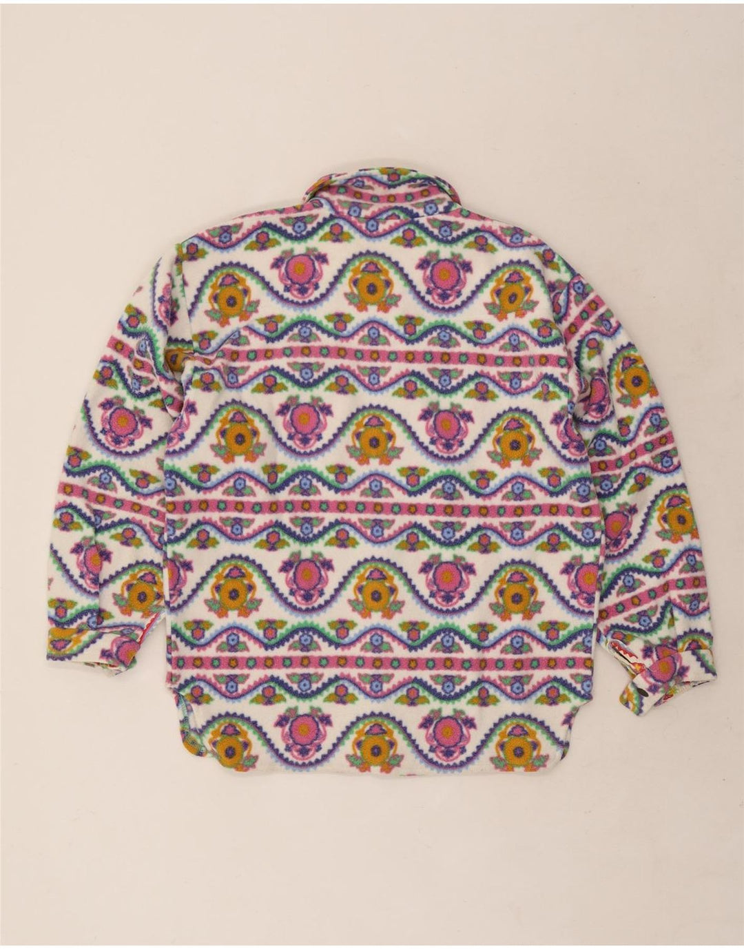 Vintage Mens Fleece Shirt Small Multicoloured Geometric