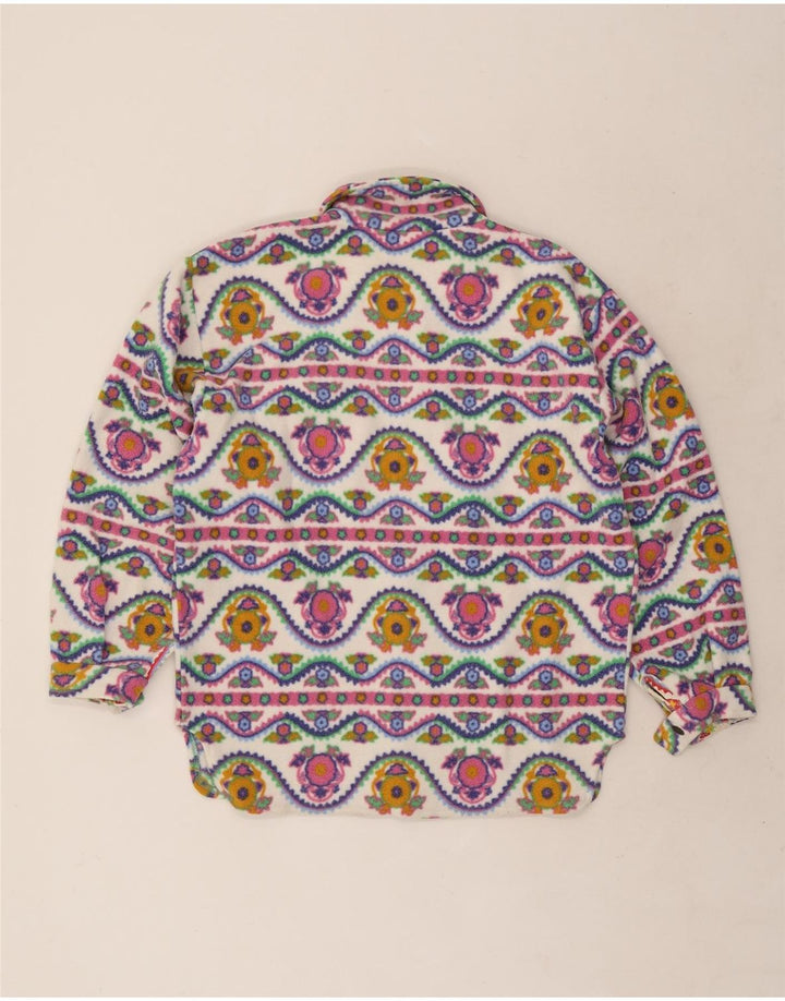 Vintage Mens Fleece Shirt Small Multicoloured Geometric