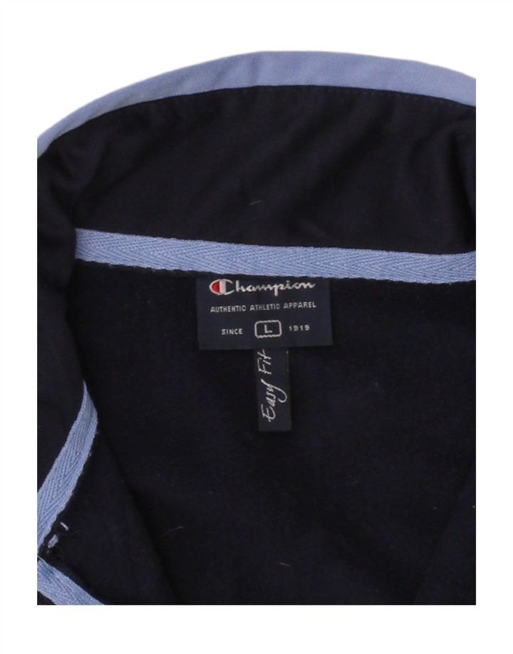 CHAMPION Mens Easy Fit Tracksuit Top Jacket Large Navy Blue Polyester