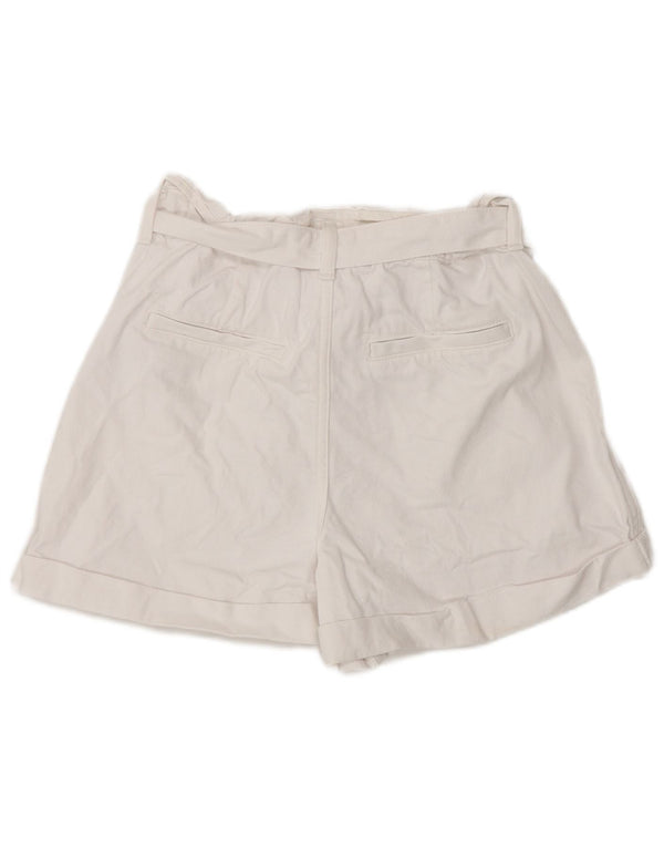 Zara Womens High Waist Casual Shorts EU 38 Small W28 White Cotton