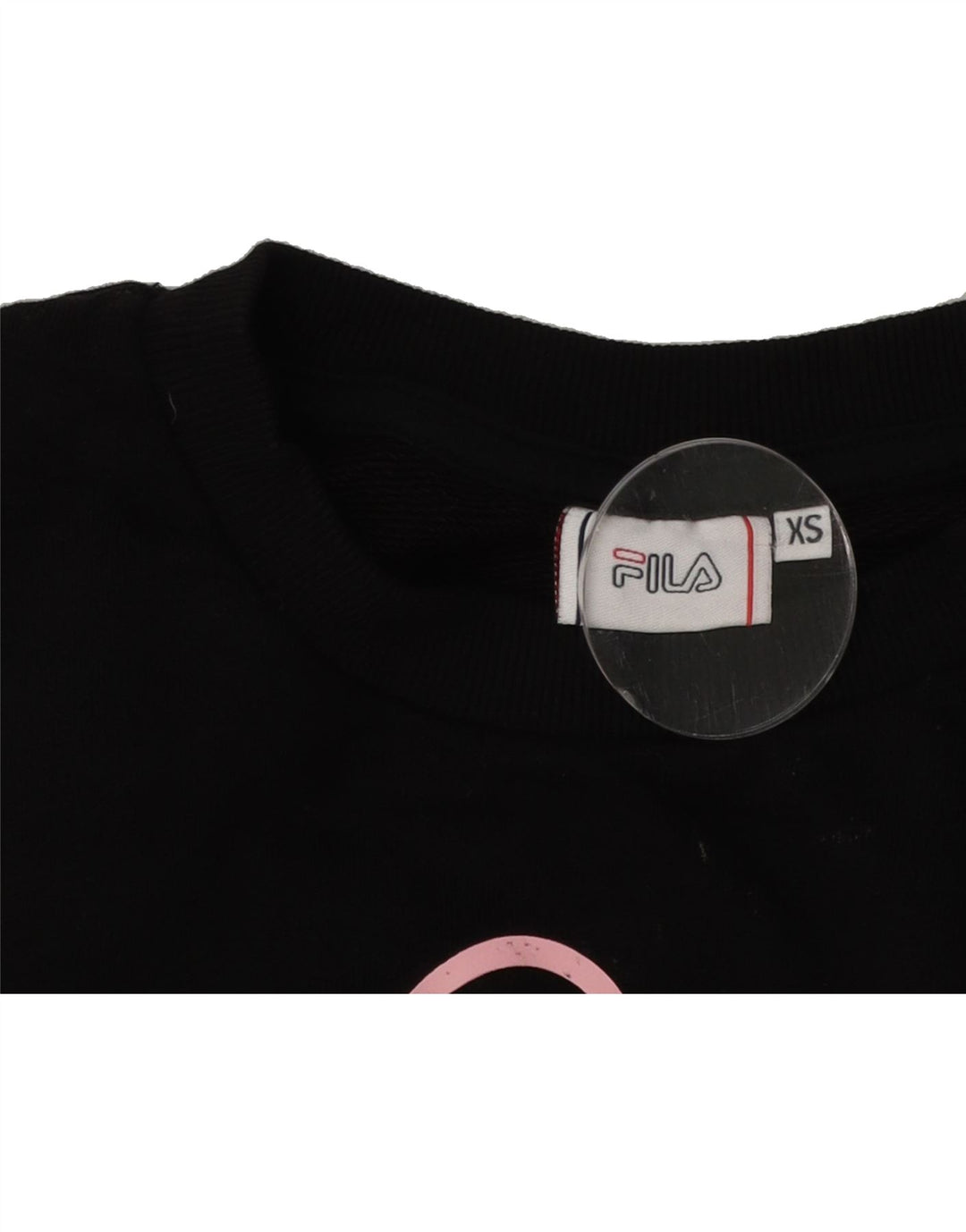 FILA Womens Oversized Graphic Sweatshirt Jumper UK 6 XS Black Vintage Fila and Second-Hand Fila from Messina Hembry 