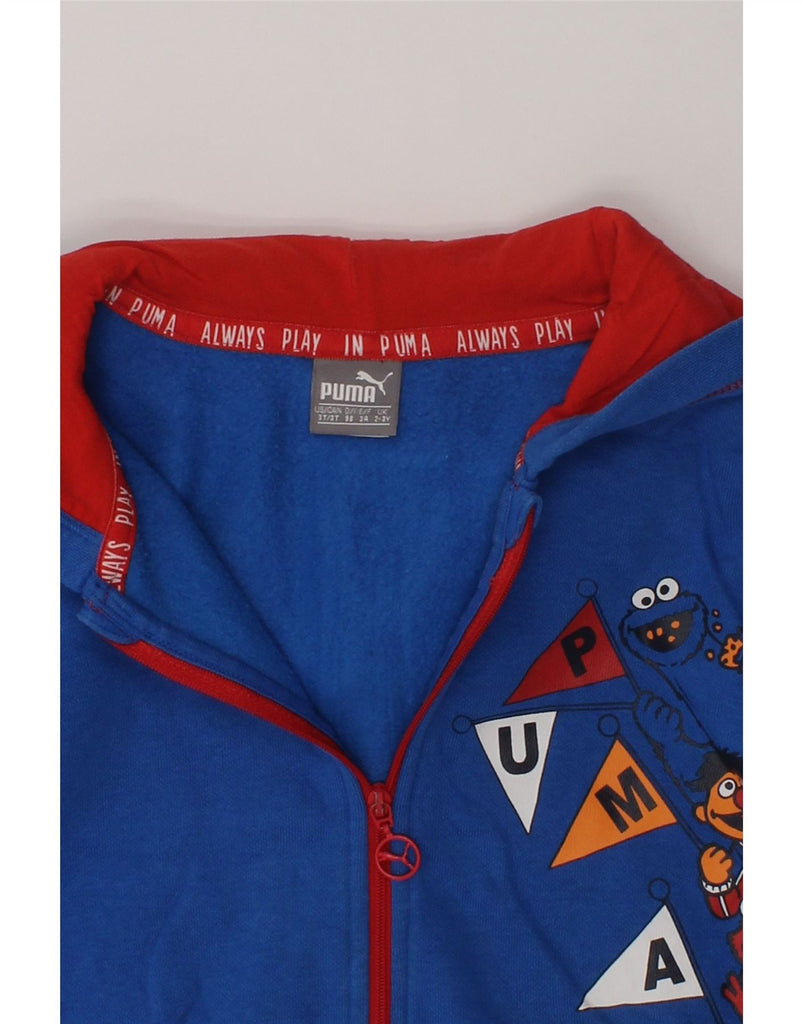 PUMA Boys Graphic Zip Hoodie Sweater 2-3 Years Blue Cotton | Vintage Puma | Thrift | Second-Hand Puma | Used Clothing | Messina Hembry 