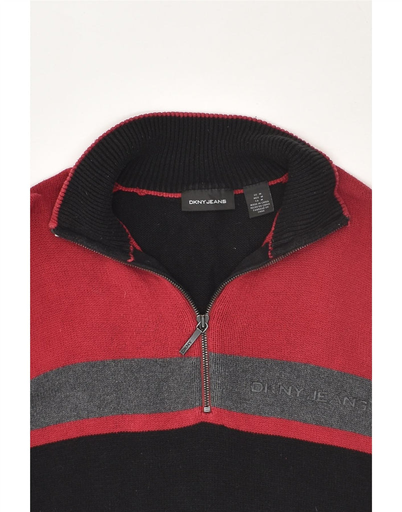 DKNY Mens Zip Neck Jumper Sweater Medium Black Colourblock Cotton | Vintage Dkny | Thrift | Second-Hand Dkny | Used Clothing | Messina Hembry 
