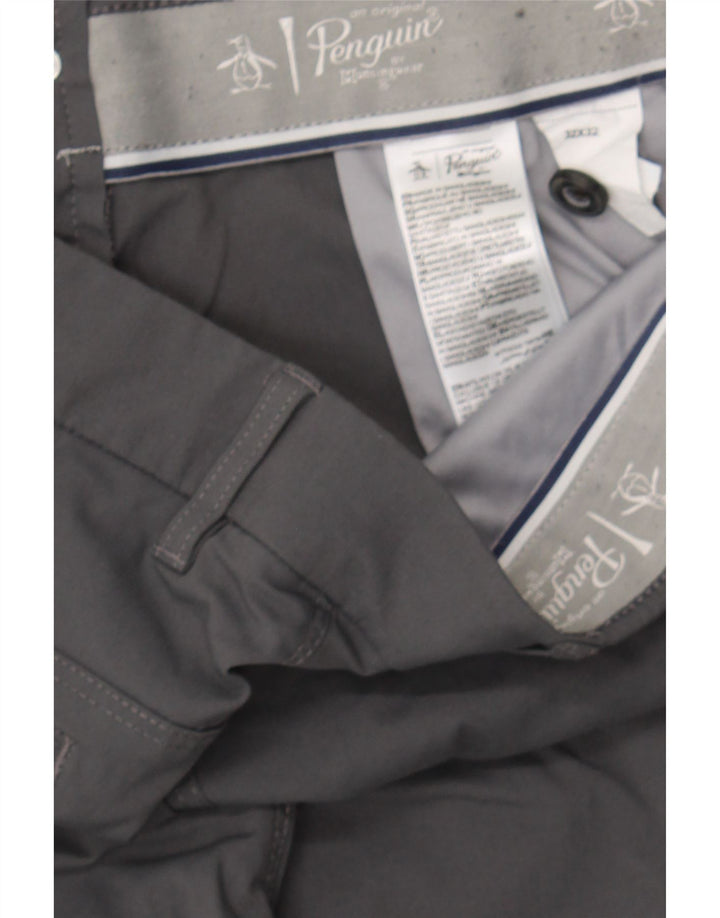 PENGUIN Mens Slim Chino Trousers W32 L32 Grey Nylon Vintage Penguin and Second-Hand Penguin from Messina Hembry 